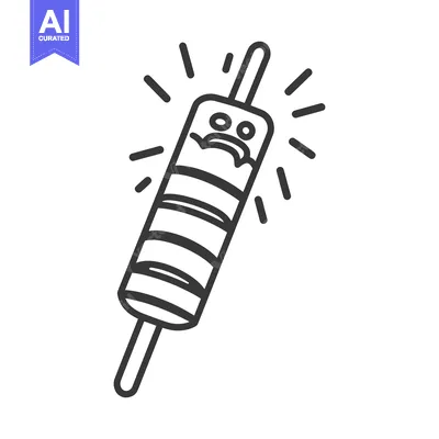 Popular premium asset: A Simple Line Drawing Depicting a Popsicle with an Expression