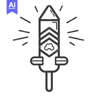 Aset premium populer: A single firework rocket is illustrated with lines and shapes