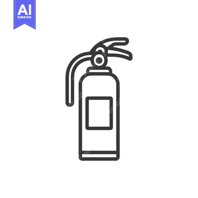 Aset desain premium: Minimalist Fire Extinguisher Icon: Bold Outline on White Background