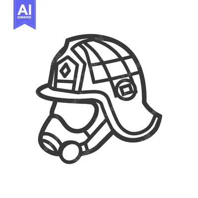 Premium design asset: A graphic illustration of a firefighter helmet and face protection