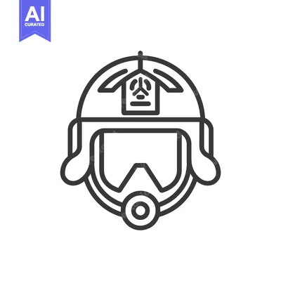 Premium design asset: A stylized icon depicts a protective helmet with integrated goggles