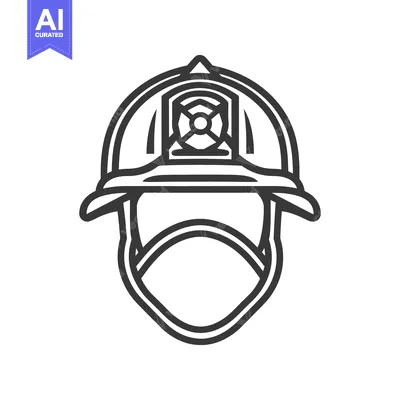 Aset premium populer: A simple black and white illustration of a firefighter helmet
