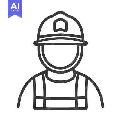Aset premium populer: A simplified black and white illustration of a safety worker