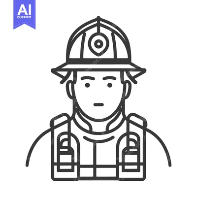 Aset premium populer: A simplified illustrated depiction of a firefighter in uniform