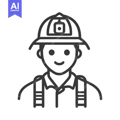 Premium design asset: A stylized illustration of a firefighter wearing protective equipment