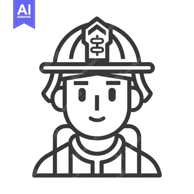 Aset premium populer: A vector illustration of a firefighter wearing a protective helmet