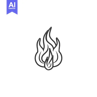 Aset desain premium: An illustrated black and white image of stylized flame
