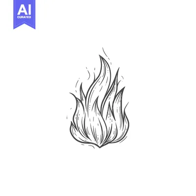 Aset desain premium: Detailed artistic drawing of a flame against a white background