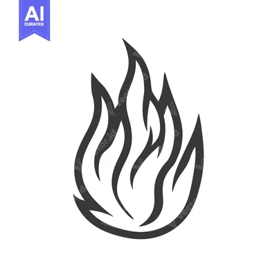 Aset desain premium: Simple black and white graphic depiction of a fire flame
