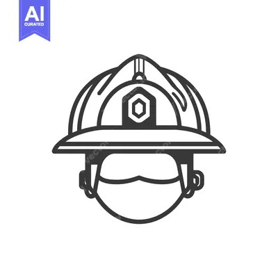 Aset desain premium: Illustration featuring the outline of a firefighter wearing protective