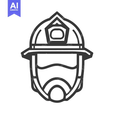 Aset desain premium: An illustrated graphic depicting a firefighters protective helmet and