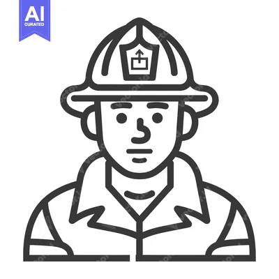 Premium design asset: A stylized illustration of a firefighter wearing protective helmet