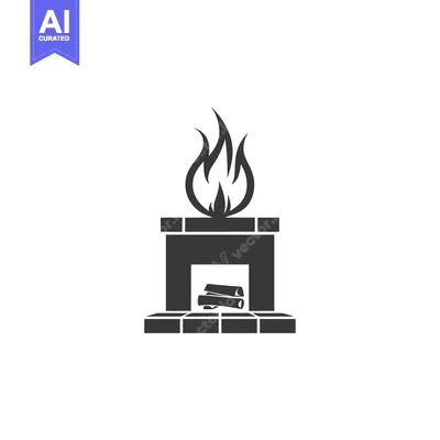 Aset desain premium: Fireplace with Flames and Logs Icon