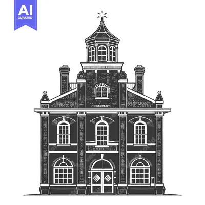Premium design asset: Elegant Brick Building Architectural Drawing