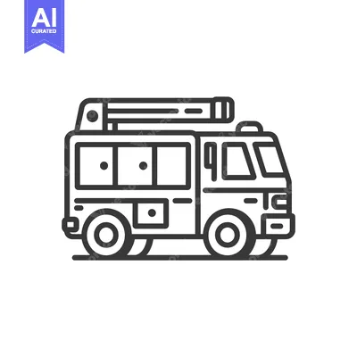 Aset desain premium: Minimalist Fire Truck Icon: Bold Outline, Emergency Vehicle Symbol
