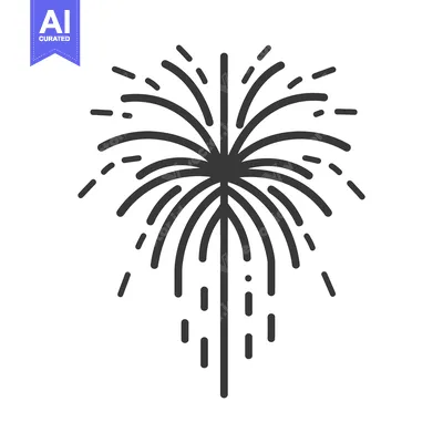 Aset premium populer: Simple black and white illustration of a celebratory firework display
