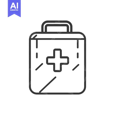Aset premium populer: A graphic illustration of a medical emergency first aid kit