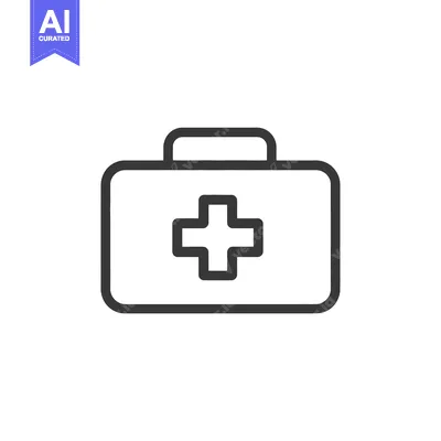 Aset desain premium: A minimalistic medical kit illustration featuring a cross symbol