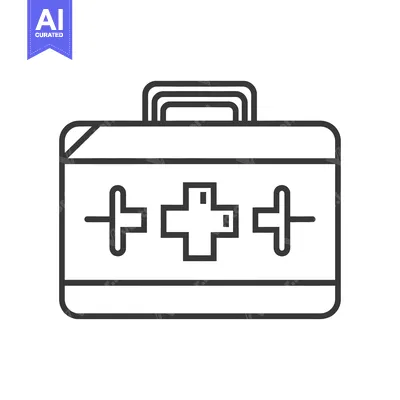 Aset desain premium: A black and white illustration of a first aid kit