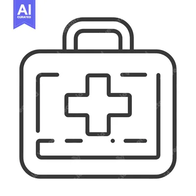 Aset premium populer: A simplified outline of a first aid kit with a cross symbol