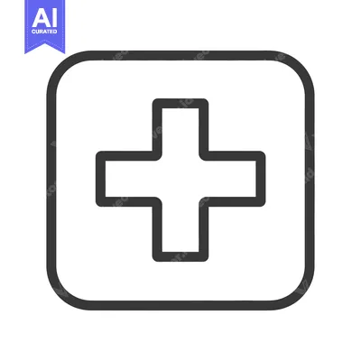 Aset premium populer: An outlined cross symbol enclosed within a rounded square