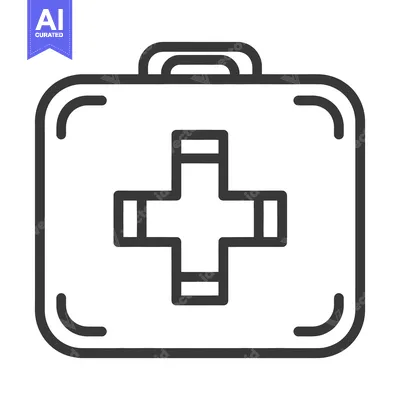 Aset premium populer: A simple graphic depiction of a first aid kit box