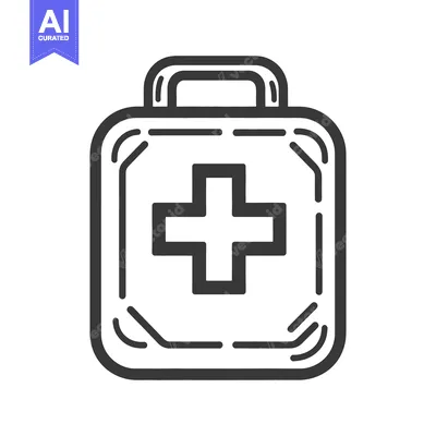 Aset premium populer: An illustrated first aid kit with a prominent white medical cross