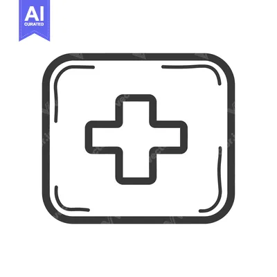 Aset premium populer: An illustration showing a medical cross inside a rounded square shape