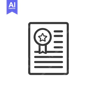Popular premium asset: Achievement Certificate Icon with Star Seal and Text Lines, Outline St