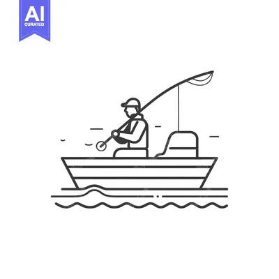 Premium design asset: Fisherman Sitting in a Boat with Fishing Rod