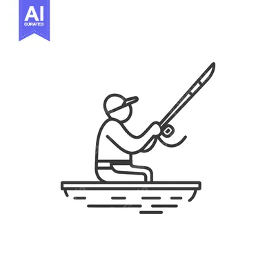 Aset desain premium: A person sitting in a boat fishing with a pole