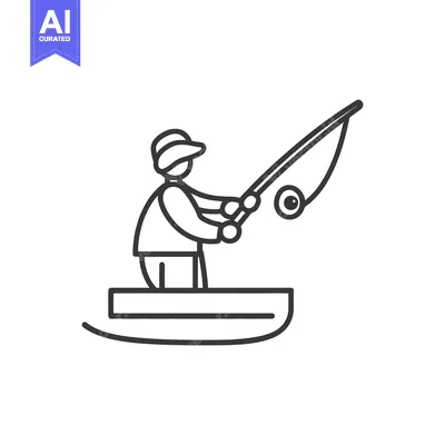 Popular premium asset: A person fishing from a boat with a bent fishing rod