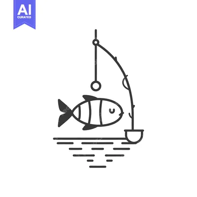 Aset premium populer: A simple illustration of a fish being caught on a line