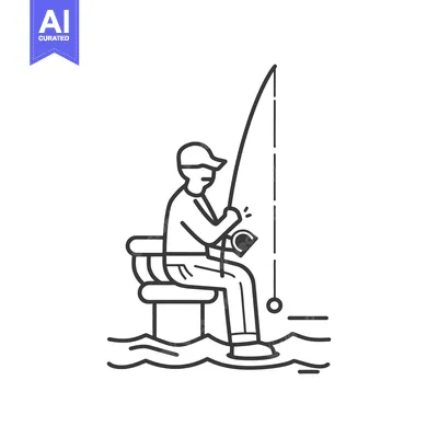 Popular premium asset: A person fishing while sitting on a chair in water