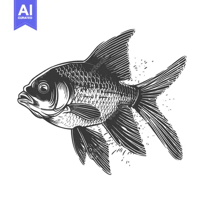 Aset premium populer: A stylized illustration depicts a single swimming fish with fins