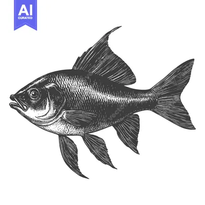Aset premium populer: Detailed Ink Drawing Of A Single Fish