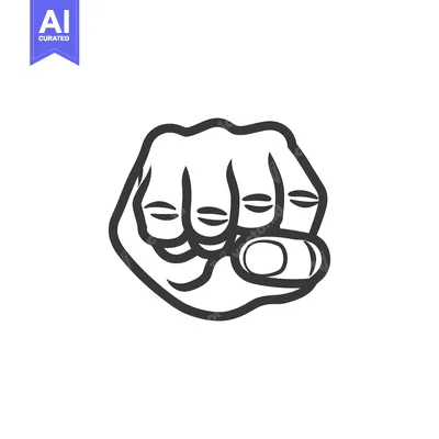 Premium design asset: A hand clenched into a fist shown in simple outline illustration