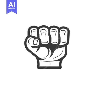 A closed human fist rendered in black and white illustration