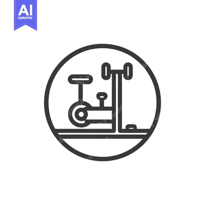 Aset desain premium: Minimalist Exercise Bike Icon in Circular Frame, Fitness Symbol