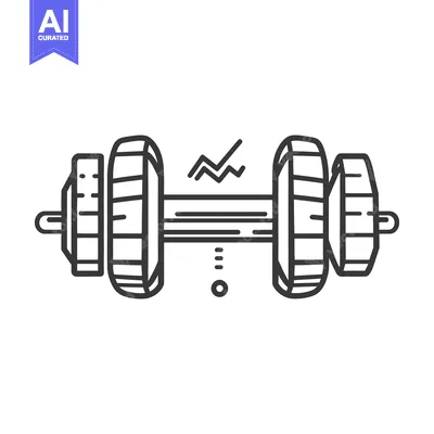 Aset desain premium: A black and white illustration of a weightlifting dumbbell