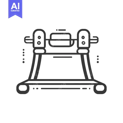 Premium design asset: A black and white line illustration of a mechanical device
