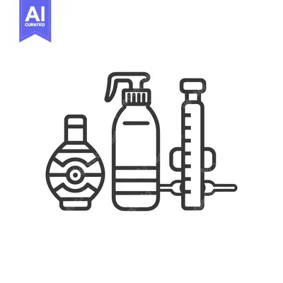 Line illustrations representing different containers for liquids or co
