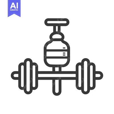 Premium design asset: Illustrated weightlifting equipment depicting a barbell and a fluid co