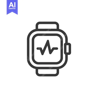 Aset premium populer: Smartwatch Heartbeat Icon: Modern Fitness Tracker with Health Monitori
