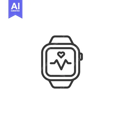 Smartwatch Heart Rate Monitor Icon, Health Tracking Technology, Minima