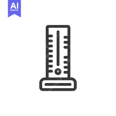 Aset desain premium: Simple Icon of a Thermometer with Scale on White Background