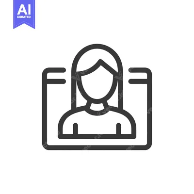 Aset premium populer: Minimalist Woman Profile Icon in Frame, Dark Gray Outline