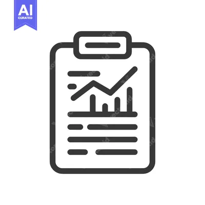 Business Report Icon: Financial Growth Chart on Clipboard, Minimalist
