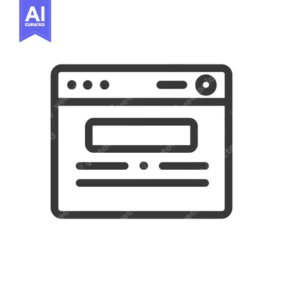 Aset desain premium: Minimalist Browser Window Icon with Content Placeholder and Rounded Co
