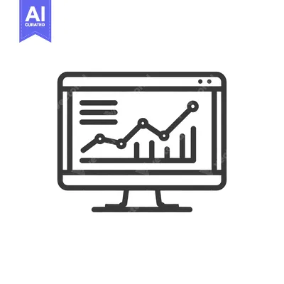 Aset desain premium: Rising Trend: Computer Displaying an Upward-Moving Line Graph Icon